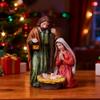 Светодиодная Рождественская смоляная ясли Вертеп Фигурка Декор Рождественская тематика Настольный Религиозный Ornament Святое Семейство
