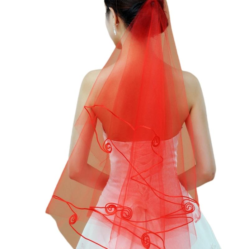 Свадебный тюль белый бежевый черный красный свадебные фаты элегантные женские аксессуары длинная женская фата для регистрации брака