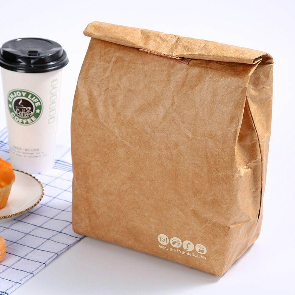Breakfast Organizer Tote Canvas Lunch Bag Food Hand Bags Waterproof Lunch Bag Kraft Paper Bags