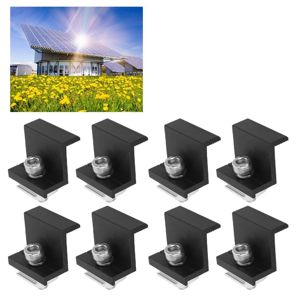12pcs Durable Solar Panel End Clamp Lightweight Photovoltaic Z Bracket For Off-Grid System