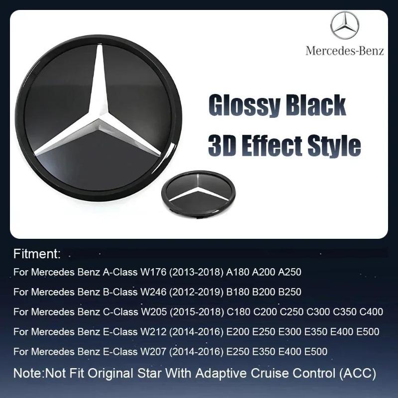 Для Mercedes Benz W176 W246 W205 W212 W207 W217 W251 W166 Серебристо-Черная Эмблема Передняя Решетка Подсвечиваемый Логотип Звезда Значок