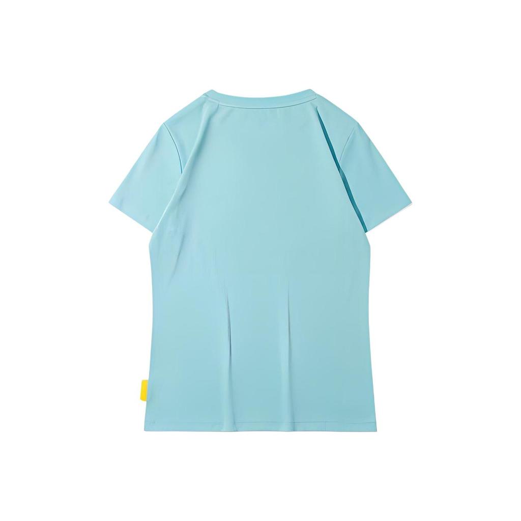 Li Ning X Line Friends Collaboration Sports Fashion Series Cartoon Fun Print Round Neck Short Sleeve T Shirt Women Tops Blue AHSR808-4