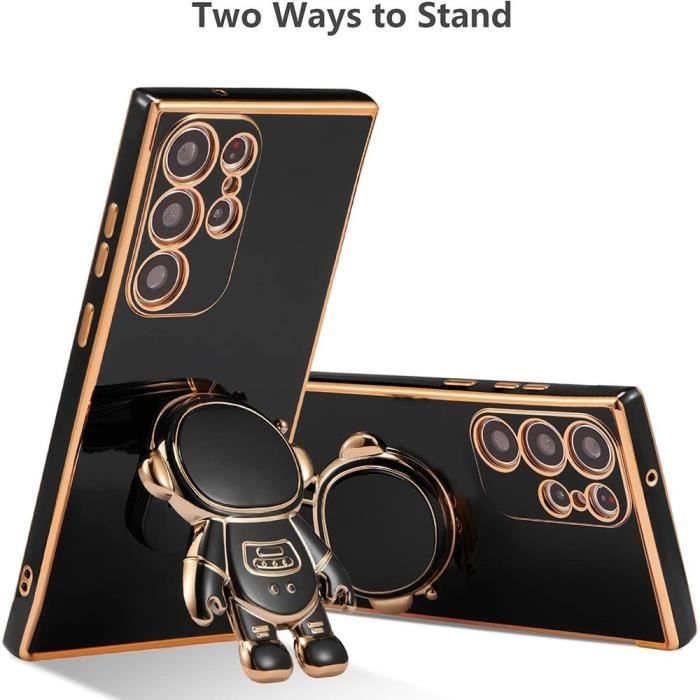 Coque - BOOLING - pour Samsung Galaxy S24 Ultra - Protection Antichoc - Support Astronaute 3D - Noir