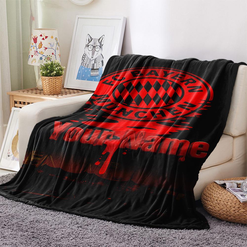 1PC Custom Name FC Bayern Munich Patterned Flannel Blanket Suitable For All Seasons for Home Decor Warmth and Comfort Gifts Holiday Present -HE58