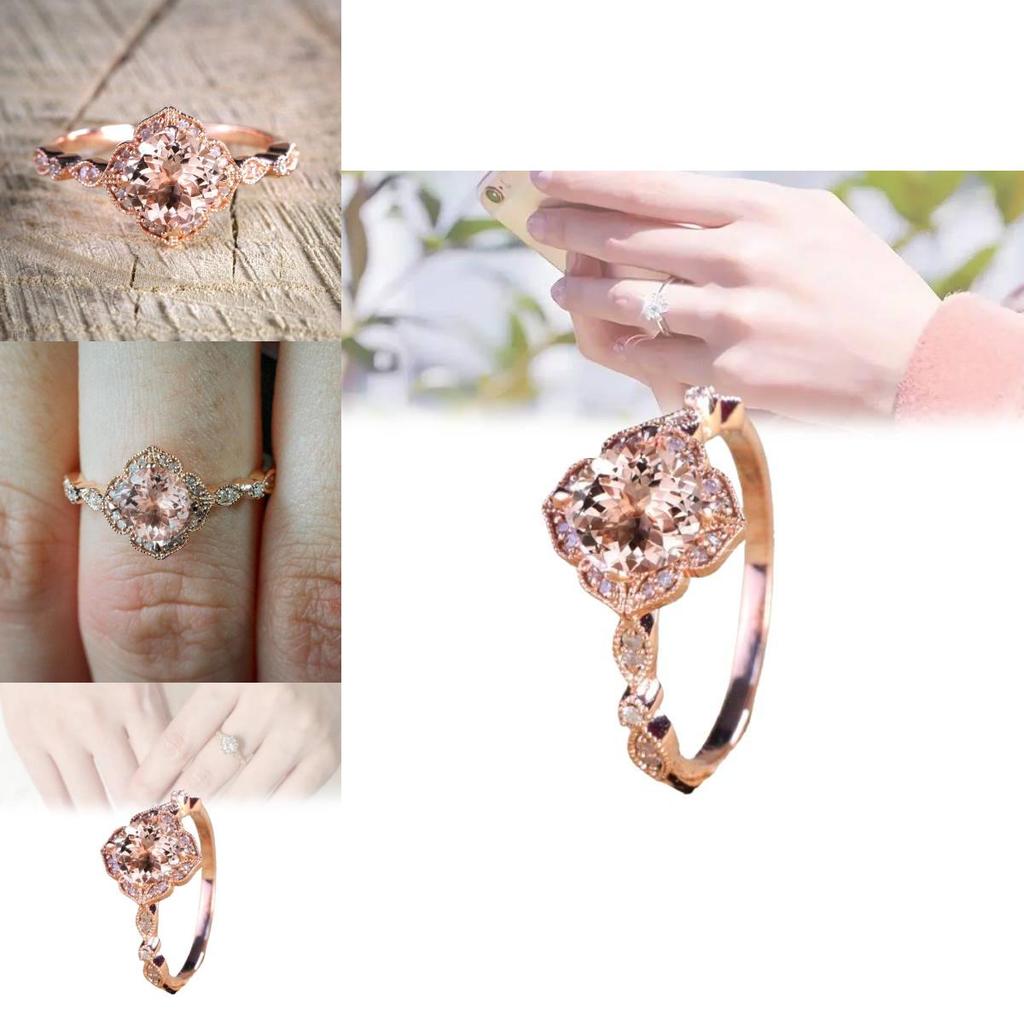 Stunning Pink Zirconia Micro Pave Princess Engagement Ring 18k Rose Gold Plated