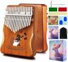 Kalimba 17 Key Mahogany Thumb Piano Beginner Set with Tuning Hammer and Flannel Japanese Learning Sheet Katakana Scale Gift for Kids and Adults Bag,