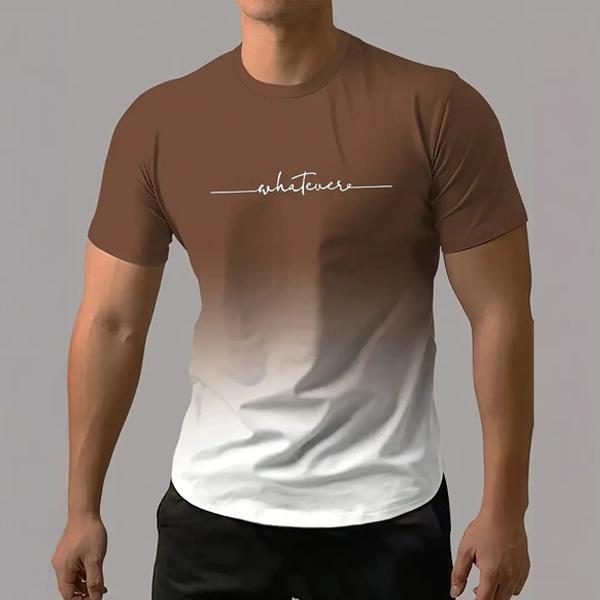 Летняя мужская футболка с принтом, простой градиентный модный тренд, короткий рукав, повседневная летняя футболка с коротким рукавом