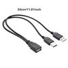 Разветвитель USB-кабеля Передача данных Шнур питания 30 см USB 2.0 Двойной female-male Штекер Провод Конвертер Зарядка Удлинительная линия