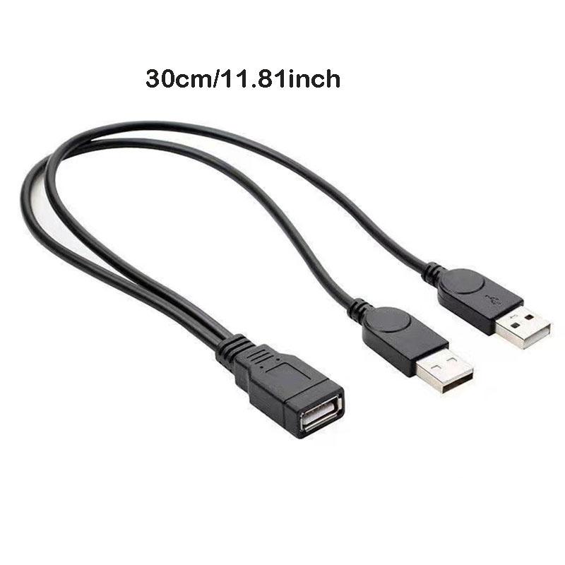 Разветвитель USB-кабеля Передача данных Шнур питания 30 см USB 2.0 Двойной female-male Штекер Провод Конвертер Зарядка Удлинительная линия
