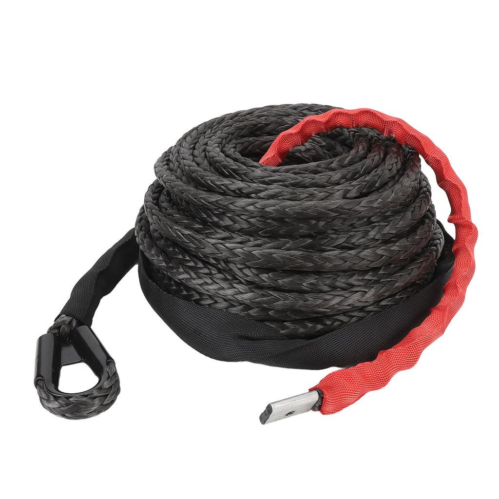 Synthetic Winch Rope with Protective Sleeve High Toughness 7.5T Strength 9.5mm X 25m for 4WD Off Road Vehicle ATV UTV