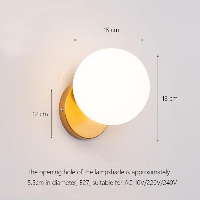 Декоративный светодиодный настенный светильник, железный светильник для ночного чтения, домашняя лестница, винтажный лофт, бра, настенные светильники, стеклянный шар, золотой, черный E27
