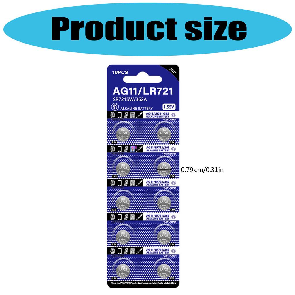 Упаковка из 10 шт./лист LR721 щелочные батарейки-таблетки 1,5 В плоская круглая батарейка для часов, калькуляторов и цифровых камер