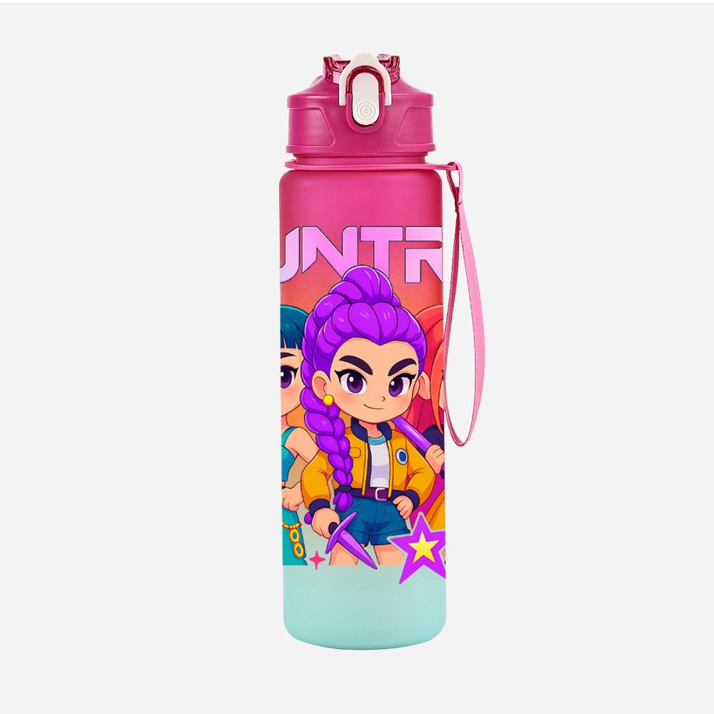 750Ml Water Bottler K-Pop Demon Hunters Printed Character Water Cup Large Capacity Outdoor Portable Rope Drinking Bottle for Boy Girl Gift