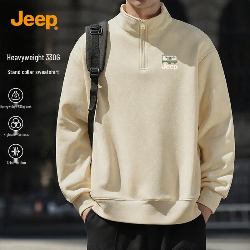 Jeep Мужская толстовка с круглым вырезом из смесовой хлопковой ткани