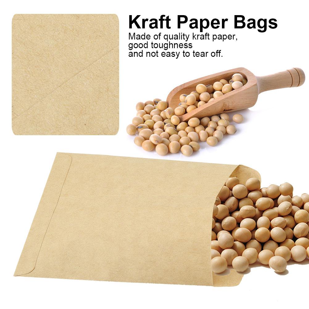 100pcs Kraft Paper Bags Corns Wheat Rice Seeds Packaging Storage Bag Envelop