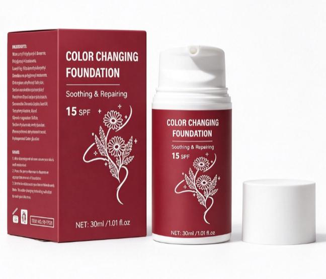 Color-changing foundation suitable for dry and oily skin