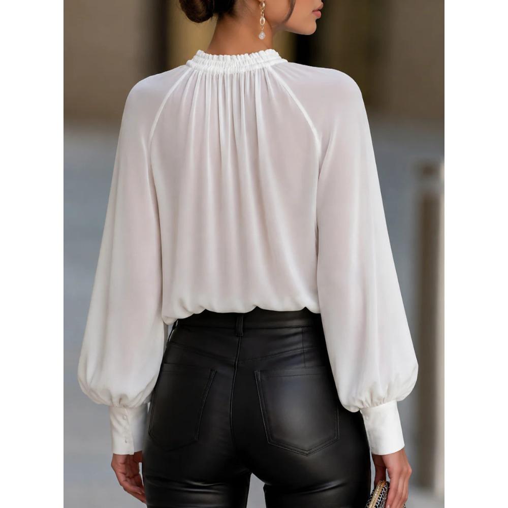 New Arrival: French-style Lantern-sleeve Tie-front Blouse – A Stylish Top for Women’s Everyday Wear