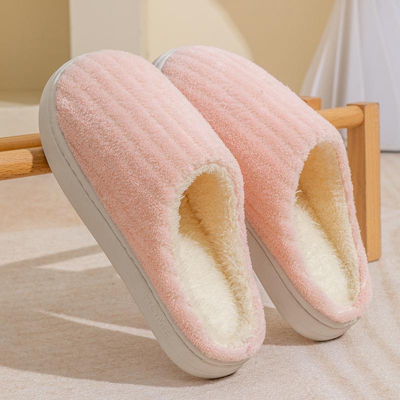 Cotton Slippers Autumn and Winter Outdoor Indoor Home Comfort Thick Sole Plush Warm Couple Shoes