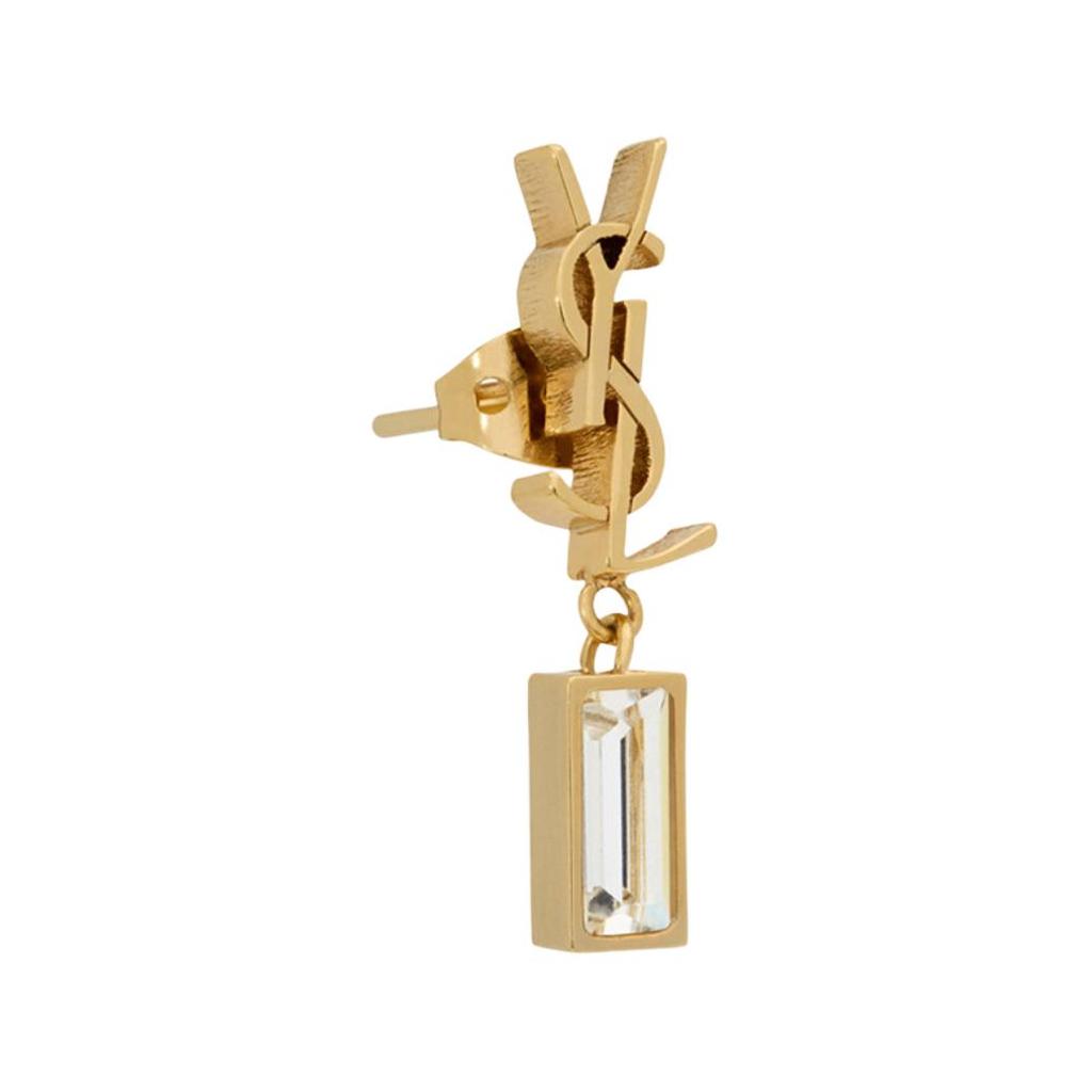 Saint Laurent Logo Pattern Brass/Glass Single Earring Women earrings Gold 746624Y1526