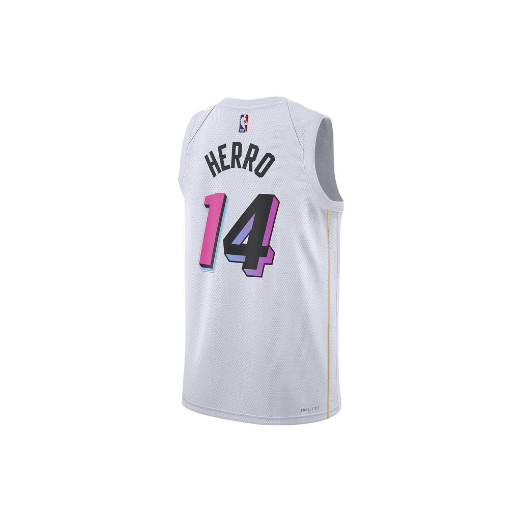 Nike NBA Miami Heat Tyler Herro City Edition Printed Quick-Dry Jersey Tank, 2022-23 Season Unisex Jersey Tank White DO9599-102