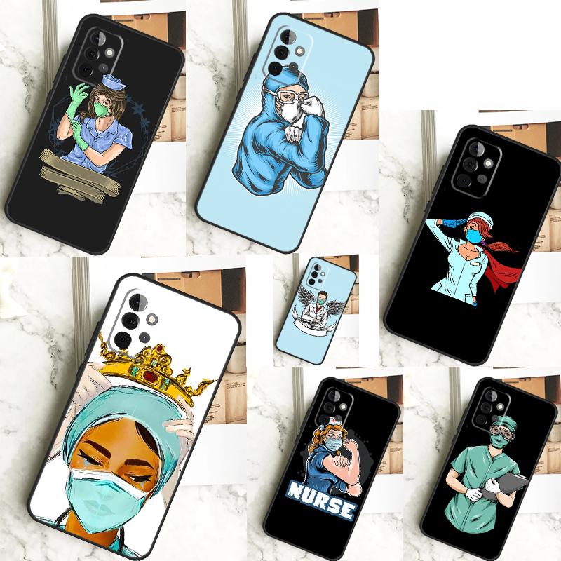 Cartoon Medicine Doctor Nurse Case For Samsung Galaxy A15 A25 A35 A55 A51 A71 A12 A32 A52 A13 A33 A53 A14 A34 A54 Cover