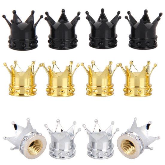 4Pcs Crown Shape Tire Stem Car Wheel Valve Air Anti-dust Caps Cover Decoration