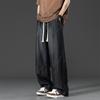Джинсы из ледяного шелка Мужские Тонкие Свободные Большого размера Американский Хай-стрит Прямые Широкие Штаны Большого размера Хай-стрит