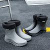 Новые непромокаемые сапоги мужские нескользящие мужские средние туфли из бархатной резины кухонные износостойкие рыболовные непромокаемые сапоги модная обувь для воды