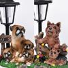 Realistic Resin Dog Garden Decoration with Solar Lighting Hand Painted Dog Figurine for Porch and Balcony Yard Ornament