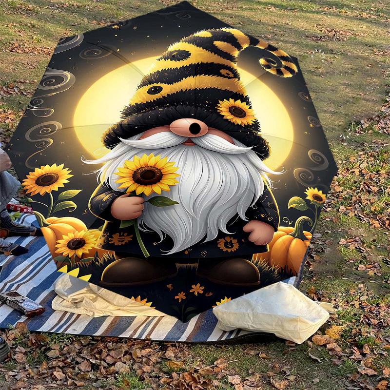 1PC Gnome Sunflower Umbrella-8-Rib Reinforced, Automatic Open, Lightweight & Durable, Cute Fashion Accessory for Outdoor-Y0315
