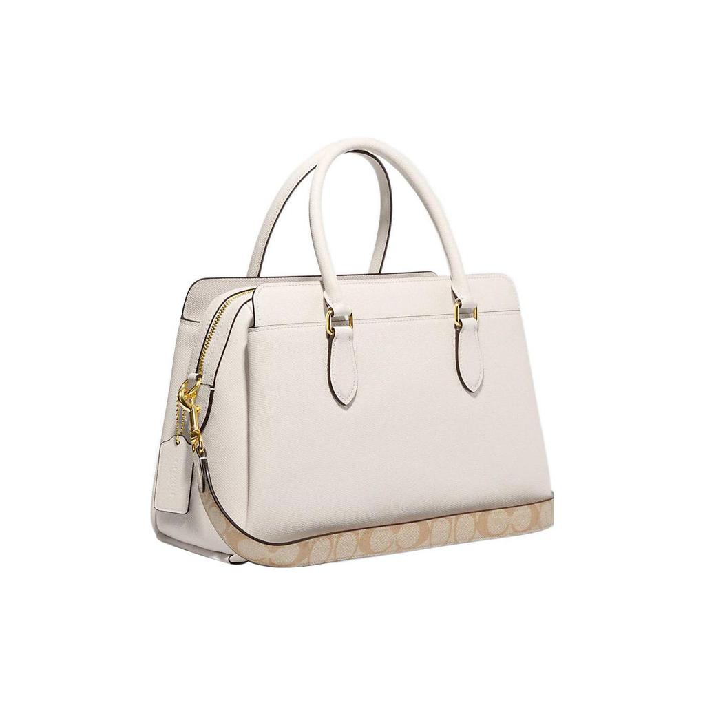 New COACH Darcie Cross Grain Leather And Signature Coated Canvas Shoulder Bag, Crossbody Bag, Handbag Regular Women's White CH290-IMCHK