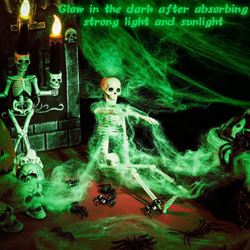 Spider Webs Halloween Decorations with Fake Spiders, Super Stretch Cobwebs for Halloween Indoor and Outdoor Party Sipplies