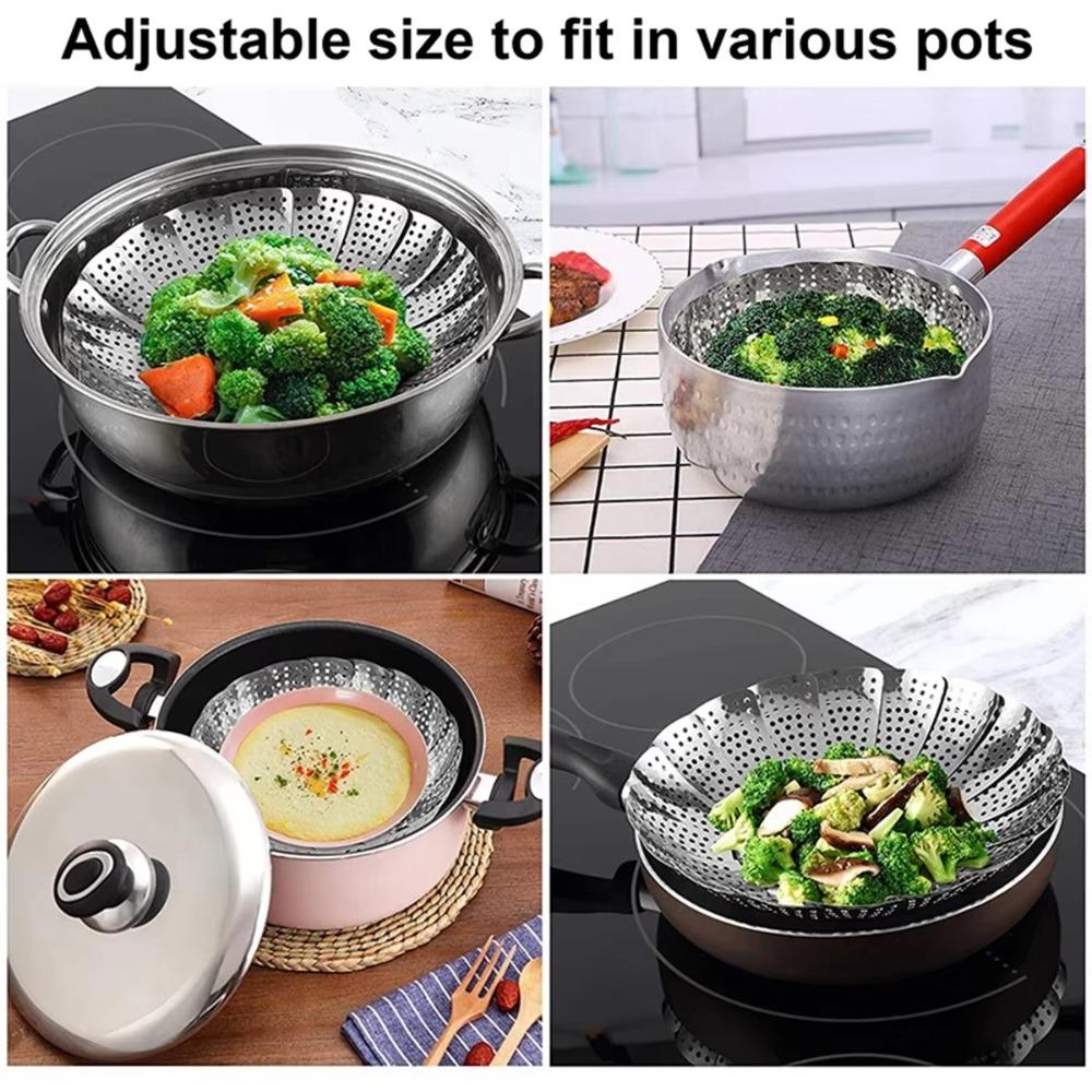 Multifunctional Steamer Rack Stainless Steel Steamer Plate Folding Dish Steam  Food Steamer Basket