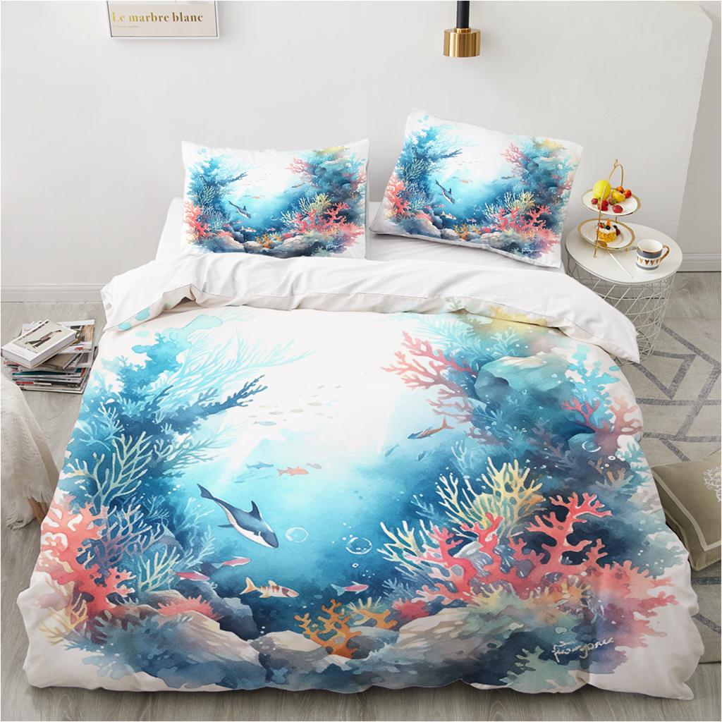Ocean Series Duvet Cover Bedding Set Sea Turtle Pillowcase 3D Printed New Wholesale Colorful And Comfortable Kit