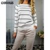Autumn Winter Long Sleeve Striped Pullover Women Sweater Knitted Sweaters O-Neck Tops Korean Pull Femme Jumper Female