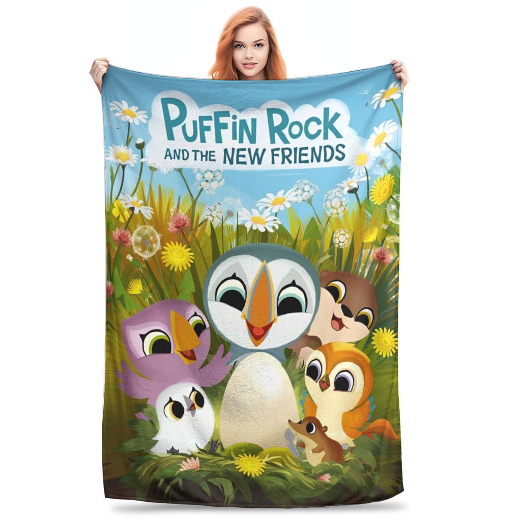 Puffin Rock Cartoon   Flannel Blanket  Awesome Throw Blanket for Bed Sofa Couch 200x150cm Rug Piece