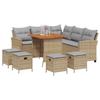 6 Piece Garden Sofa Set with Cushions L Shaped Beige Poly Rattan