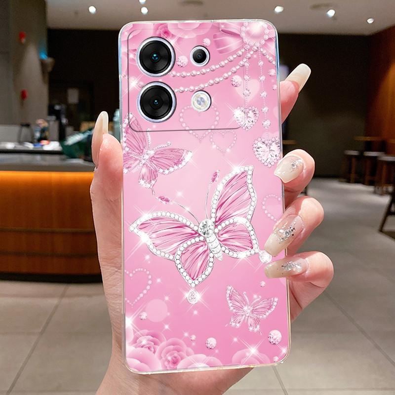 Чехол для Infinix Zero 30 5G 2023 X6731 Роскошный Модный Прозрачный Мягкий ТПУ Задняя Крышка с Цветами и Бабочками для Чехла Телефона Infinix Zero 30