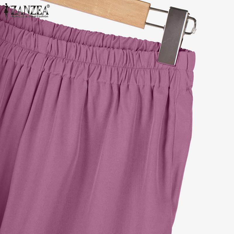 ZANZEA Женские длинные блузка и брюки в стиле ретро, повседневные комплекты из двух предметов