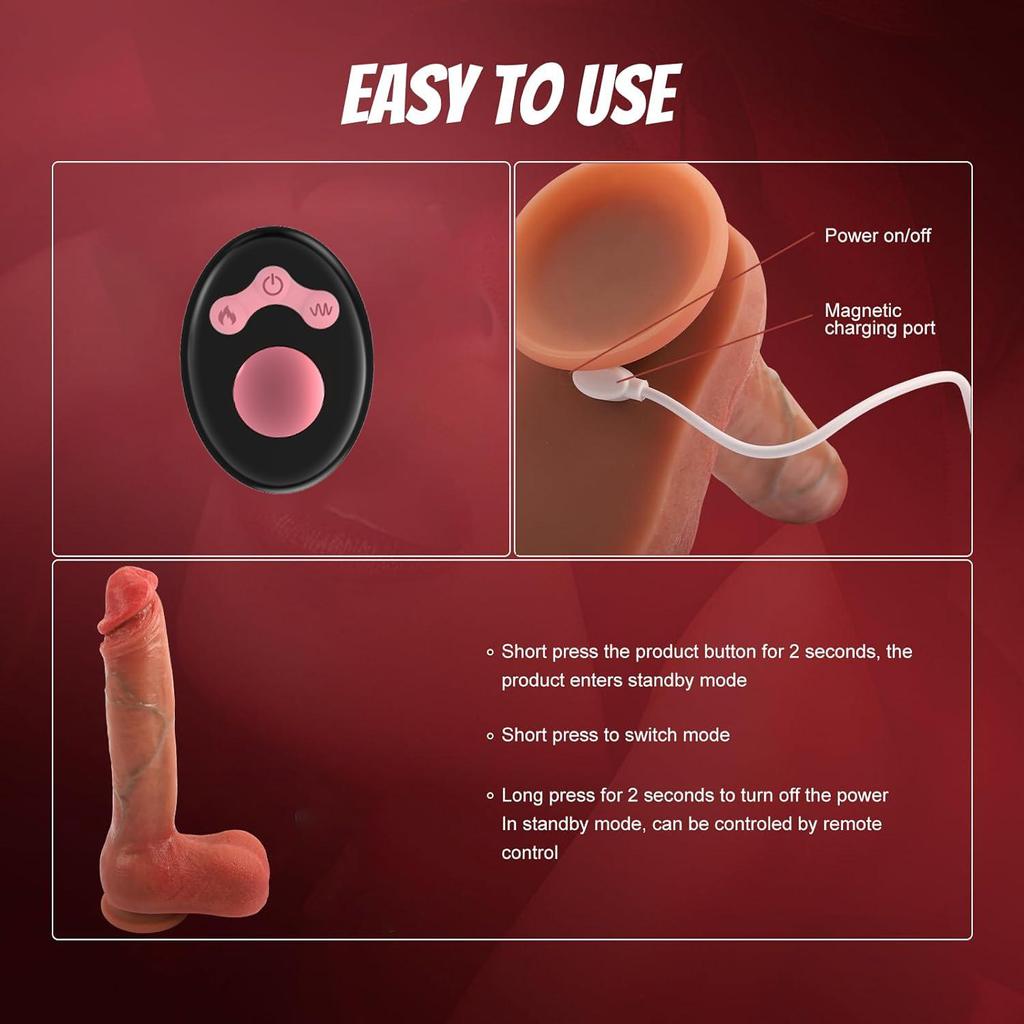 Мягкий нагревательный фаллоимитатор, вибратор для женщин, реалистичные вены, резиновый пенис, секс-игрушки, толстый член, телескопический вибрирующий фаллоимитатор с дистанционным управлением