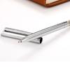 Pocket-size Silver Rotating Glossy Oil Pen Ballpoint Pen Commercial Stationery Office Supplies