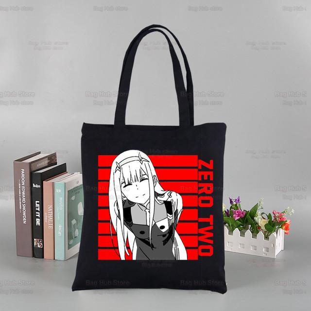ZERO TWO аниме черные женские сумки холст Darling in the Franxx Tote сумки для покупок многоразовая сумка для покупок эко складная