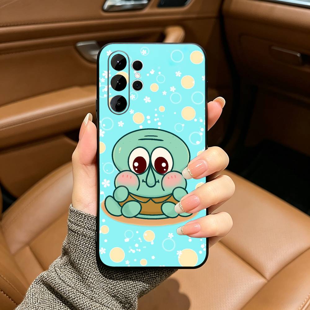 Comedy Animation- SpongeBob-S- SquarePants Phone Case For Samsung S25,S24,S21,S22,S23,S30,Ultra,S20,Plus,Black Soft Silicone