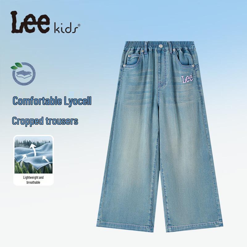 Lee Girls' Lyocell Denim Wide-Leg Pants with Embroidered Logo