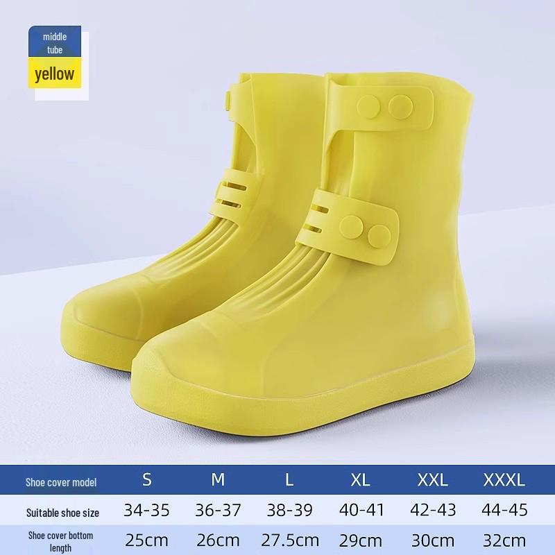 Водонепроницаемые нескользящие резиновые сапоги: Утолщенные силиконовые чехлы для обуви для мужчин, женщин и детей - износостойкие, высокие, для дождливой погоды.