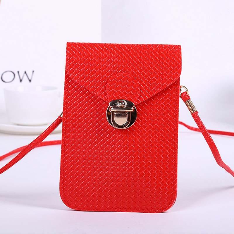 Classic Leather Women Cell Phone Wallet Pocket Purse With Shoulder Bags