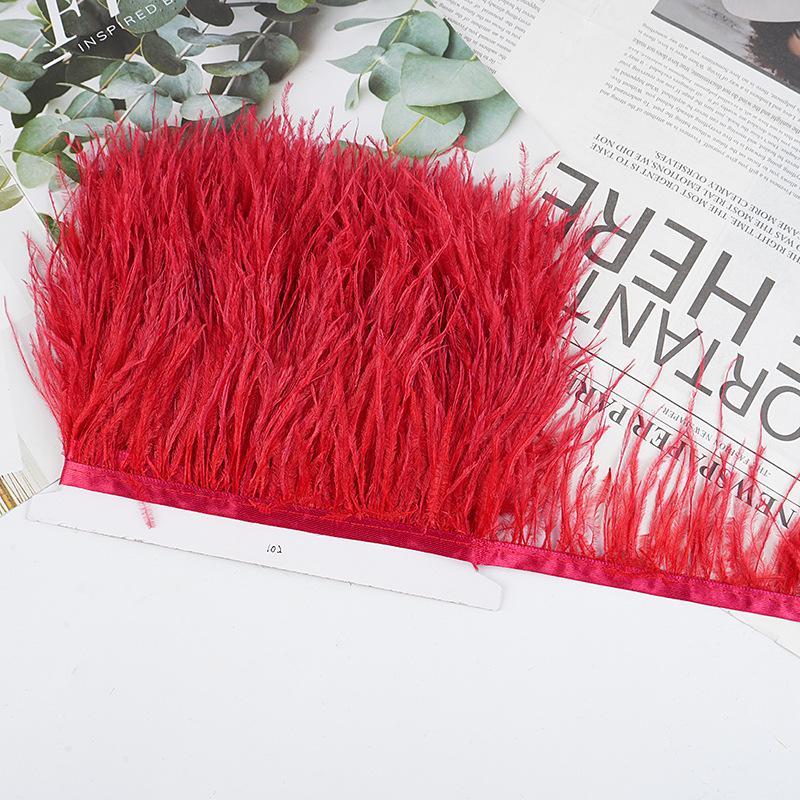 8-10Cm Ostrich Feather Wedding Dress Diy Performance Clothing Accessories Feather Tassel Including Webbing
