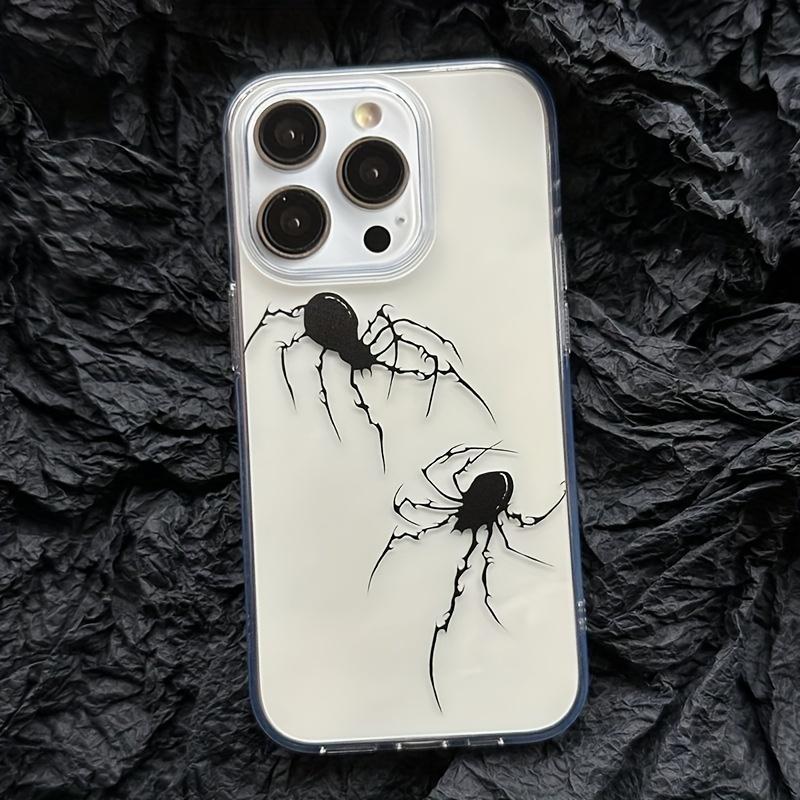 Dark Spider Pattern Phone Case – Transparent Soft Full-Coverage Shell for Apple 11/12/13/14/14 Pro Series