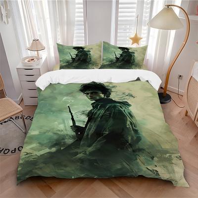 3pcs Harry Potter Bedding Set, Soft Polyester Duvet Cover and Pillowcases Machine Washable Seasons All Suitable 01