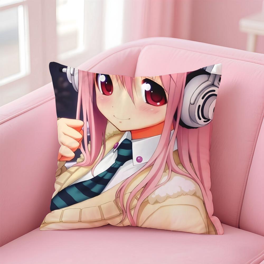 SSuper Sonico Cushion Cover Pillow Case Soft Friendly Fabric Concealed Zipper